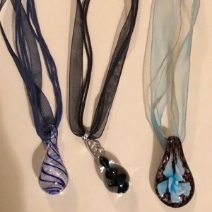 Ribbon necklaces.